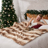 COZY KISS Faux Fur Christmas Deer Print Blanket for Couch, 50x60 inch Brown