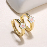 MILACOLATO 925 Sterling Silver Flower Hoop Earrings for Toddler Women, Pink