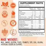 OH MY CHEWY Center-Filled Bones & Growth Support Gummies - Supplement Vitamins for Kids & Teens with Calcium, Astragalus, D3, K2, L-Arginine, Glutamine & Omithine HCI - Peach & Mango - 60 Count