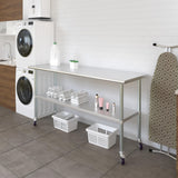 AmGood 24 in. x 72 in. Stainless Steel Work Table with Wheels | Metal Kitchen Food Prep Table | NSF