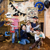 ZeeDix 36Pcs Pirate Accessories for Kids, 12 Hats 12 Patches 12 Swords Set