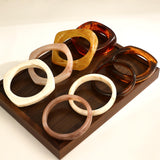 Vieyomn 8 Pcs Irregular Chunky Wide Wrist Bangle Bracelet Colorful Acrylic Resin Bangle Bracelets Set for Women