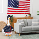 Yeyeplum 4th of July Goose Outfit Set for 23'' Plastic Lawn Porch Goose Statue Clothes Patriotic Skirt with Flag Independence Day Costume for 4th of July Outdoor Patio Yard Lawn(Star Pattern Hat)