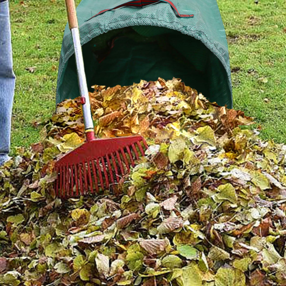 72 Gallon Reusable Yard Waste Bags 2 Pack Leaf Bag Holder, Dustpan-Type Leaf Lawn Bag, Leaf Bag with Gardening Gloves, Clollapsible Leaves Collector Garden Bag for Debris, Grass, Branches, Trash