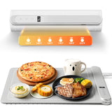 Graphene Warming Mat for Food, Electric Warming Tray with 6 Temp & 6H Timer, 300W Full Surface Heating, Waterproof Foldable Mat for Countertop, Parties, Buffets, Home Use (Light Gray)