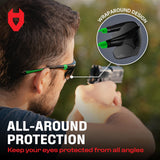 NoCry Safety Sunglasses with Green Tinted Wraparound Lenses; Tinted Safety Glasses for Men and Women with Adjustable Arms & No-Slip Grips; Work Glasses with UV 400 Protection; ANSI Z87.1 Rated