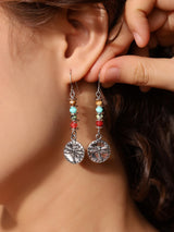 MINACHI Boho Dragonfly Silver-Tone with Stone Bead Accent Dangle Earrings