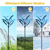 LimeHill Wind Spinner for Yard and Garden - Large Metal Kinetic Wind Sculptures for Outdoor Decorations (Blue Magnolia)