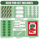 Cherry Tomato Seed Pods Kit for Hydroponics, 12 Pods Grow Anything Kit for Indoor Hydroponics Growing System, Hydroponics Supplies with 12 Grow Sponges, 12 Plant Baskets, 12 Pod Domes and Labels