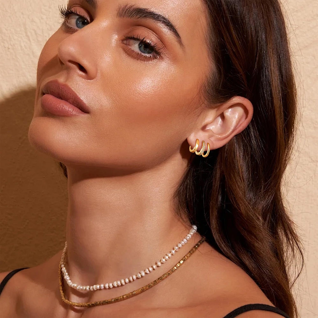 micuco Small Gold Hoop Earrings for Women Men, 3 Pairs Gold Huggie Hoops 8