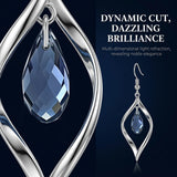 Silver Drod Dangle Earrings with Sapphire Teardrop Crystal for Women