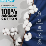 BASE CAMP Reusable Cloth Dust Face Masks 100% Cotton Washable Adjustable Breathable Fabric Mask with Filter Pocket, 3 Pack, Black