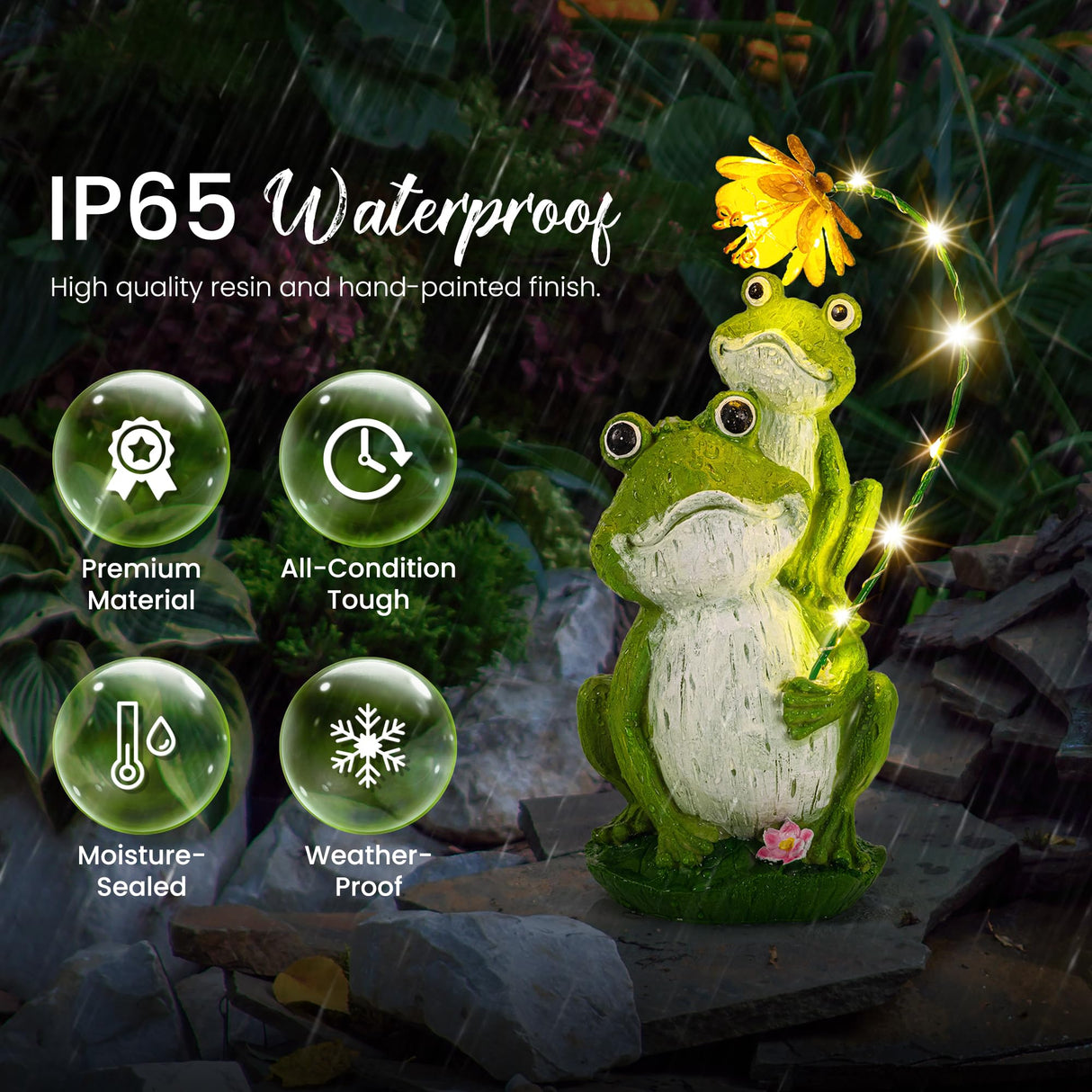 GIGALUMI Solar Garden Statues Loving Frog Garden Decor Figurine Lights for Outside, Yard Decorations Outdoor Patio Decor, Gardening Gifts for Women