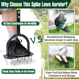 Jardineer Lawn Aerator Tool, Updated 36" Spike Aerator Lawn Tool with Longer Spikes, Pre-Assembled Manual Grass Aerator for Lawn Aeration, Soil Aerating