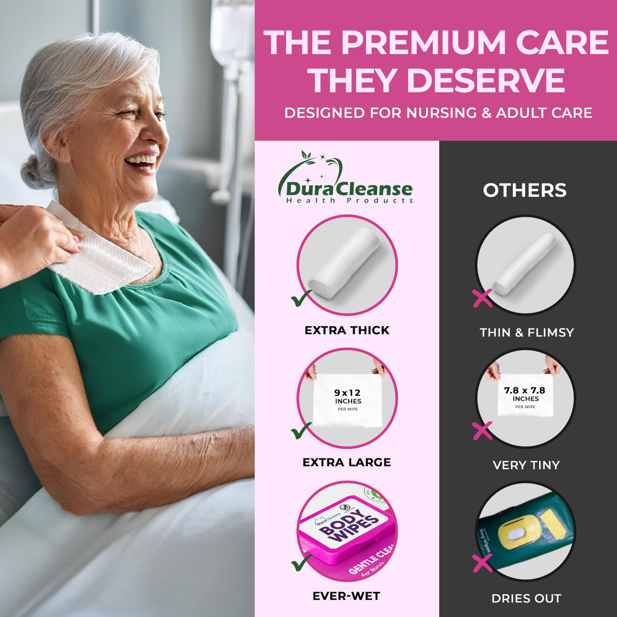 XL Body Wash Wipes for Adults Bathing No Rinse & Elderly Incontinence (4pk) - 200 Ct. + 16 Travel Bath Wipes - 9"x12" Disposable Washcloths for Adult Surgery Recovery Supplies & Elder Care Products