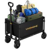 VIVOHOME Collapsible Wagon Cart Lightweight Portable Folding Utility Wagons with All-Terrain Wheels for Grocery Sports Garden Shopping Camping