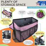 Walker Basket for Folding Walker with Flip-Down Walker Tray | Handy Cane/Reacher Strap & Cup Holder | Walker Bags for Folding Walker with Wheels, Organizer for Walker Accessories for Walker CaddyPlum