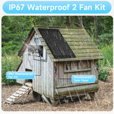 Solar Powered Fan for Outside, IP65 Waterproof Auto On/Off Solar Exhaust Fan Kit wtih 10 Ft Cable for Chicken Coop, Shed, Greenhouse, Pet House Ventilation Accessories