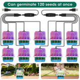 MQHUAYU Self Watering Seed Starter Tray with Grow Light, 10-Pack 120-Cell Reusable Seed Starter Kit with Soft Silicone, Plant Germination Trays with Humidity Dome for Seeding Planting Growing