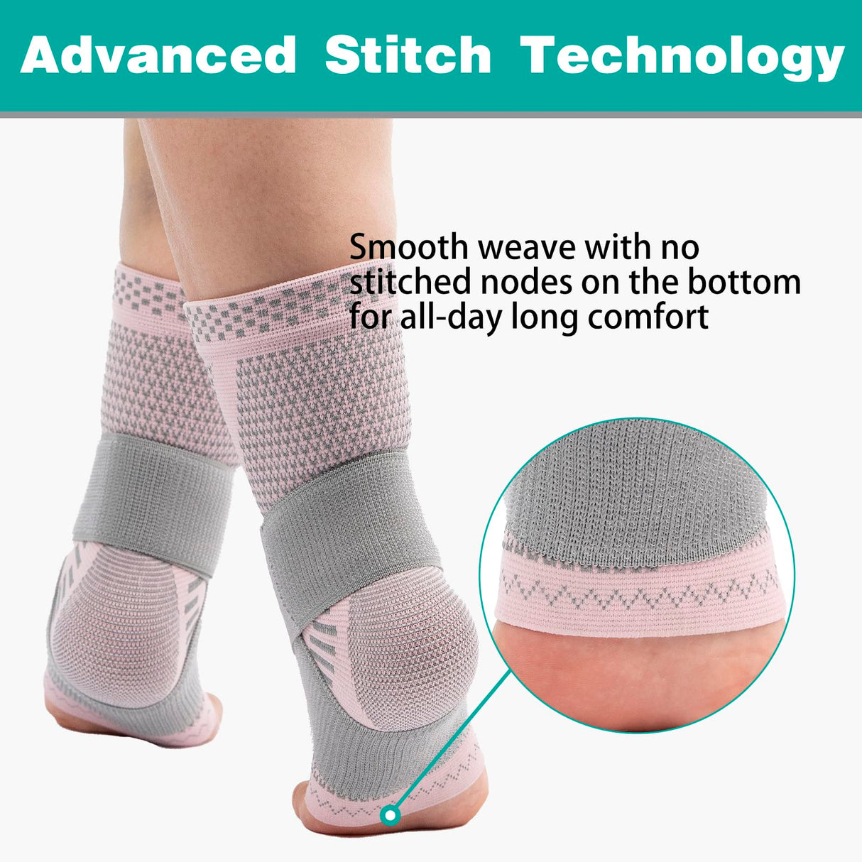 INDEEMAX Ankle Brace for Women & Men, Ankle Compression Sleeve Support Copper Infused Ankle Brace for Sprained Ankle, Plantar Fasciitis Sports, Achilles Tendonitis Pain Relief, Pink Silver, M