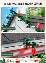C7 C9 Christmas Lights Spring Clips, 100 Count Holiday Lights Quick Spring Clips, Shatterproof Shingle and Gutter Clips for E12, E17Socket, Rope Lights Roofline Fence Railing Mantel Christmas Trees
