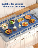 Food Warming Mat Extra Large 37"x15" with APP Control, Electric Warming Tray Adjustable Temp 99 Hour Timer Dishwasher Safe, Warming Mat for Food, Roll Up Portable Food Warmers for Parties Buffet