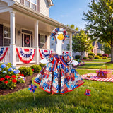 Abbylike 4th of July Porch Goose Outfit Patriotic American Flag Red Blue White Lawn Goose Clothes Fits 23 Inch Cement Statue Geese Costume for 250th Independence Day Outdoor Garden Yard Patio Decor