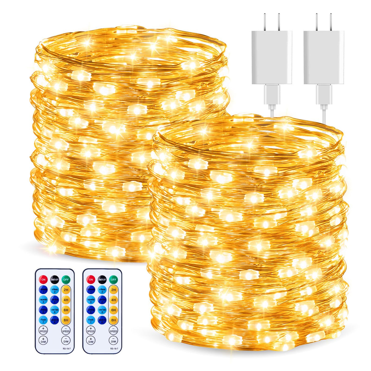 Minetom 66 Feet 200 LEDs USB Fairy String Lights with Remote, Copper Wire Starry Lights for Bedroom Wall Ceiling Christmas Tree Wreath Craft Wedding Party Decoration, Warm White