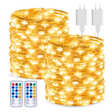Minetom 66 Feet 200 LEDs USB Fairy String Lights with Remote, Copper Wire Starry Lights for Bedroom Wall Ceiling Christmas Tree Wreath Craft Wedding Party Decoration, Warm White