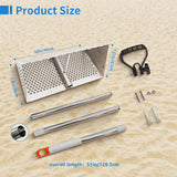 LTSEAME Sand Flea Rake, Detachable Long Handle Sand Sifter for The Beach, The Shark Tooth Screen Comes with a 16in Wide Drain Screen