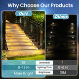 JEJOT Solar Step Lights Outdoor Waterproof IP65,Warm White Brown Solar Stair Lights, Outdoor Light Decor for Stair, Deck, Step, Porch and Outside Patio, 6 Pack