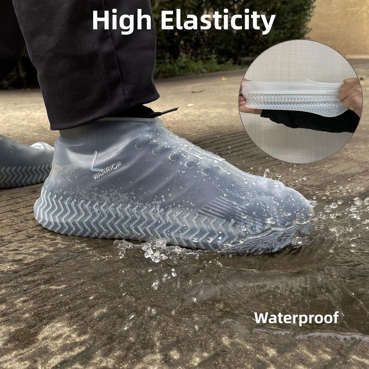 LSDWL Waterproof Shoe Covers 2 Pairs,Rain Shoe Covers Reusable Silicone Non Slip Shoe Covers for Outdoor,Rain Shoe Covers for Women and Men (Clear, X-Large)