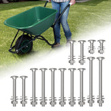 AIYOTAR 14Pcs Wheelbarrow Handles Replacement Kit, 304 Stainless Steel Wheel Barrow Handles Replacement Bolts Ultra Sturdy, Wheelbarrow Carriage Bolt Nut, Round Head Square Neck Bolt for Furniture
