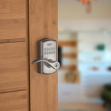 Kwikset SmartCode 955 Pembroke Light Commercial 10-Button Keypad Electronic Lever, Convenient Keyless Entry, 3-Year Battery Life and High Traffic Durability in Satin Nickel