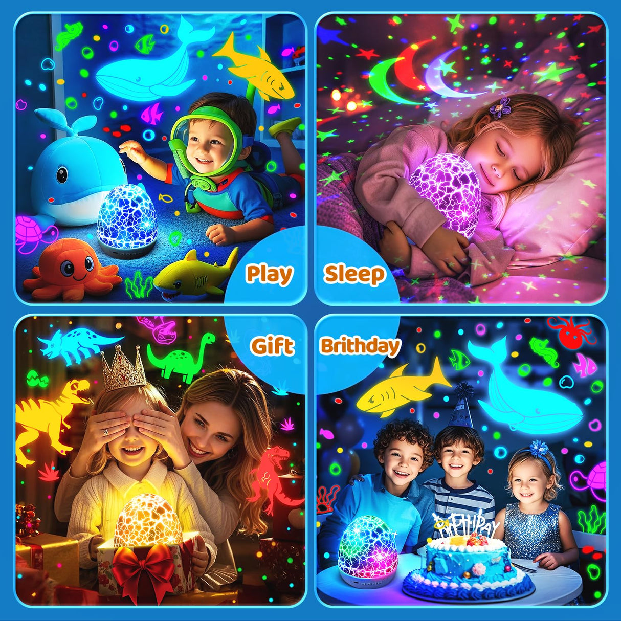 Baby Sound Machine Night Light Projector Kids Christmas Gifts | 15 White Noise Machine & 3D Films | 31Colors & Remote Control | Autism Toys Night Light for Kids, Baby Boy Toys, Egg Light for Nursery