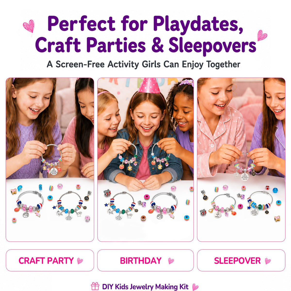 COO&KOO Charm Bracelet Making Kit, A Unicorn Girls Toy that Inspires Creativity and Imagination, Crafts for Girls Ages 8-12 with Jewelry Making Kit Perfect Gifts for 6 7 8 9 10 Girl Self-Expression!