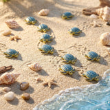 Yerliker 100 Pcs Mini Sea Turtle Figurines Resin Ocean Sea Animals Figures Turtle Lover Gifts Realistic Micro Landscape Decor for Garden, DIY Craft, Coastal Beach Party Favor (Blue)