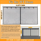 Elytsemoh Garage Screen Doors for 2-Car Garage -16x7FT, Fiberglass 2300g/5.1 Lb Heavy Duty Magnetic Door Screen, Hands-Free with 6 Roll Up Straps for Patio, Outdoor, Gym, Sun House Porch, Black