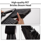 Eyliden Commercial Angle Broom and Dustpan Combo, with Long Handle and Lid, Lobby Dust Pan Sweep Set for Outdoor Garages Courtyard Sidewalks Decks Indoor Home Kitchen Room Office (Black Broom+Dustpan)