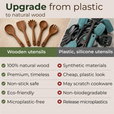 Wooden Spoons for Cooking – 10 Pcs Non Toxic Teak Kitchen Utensils Set
