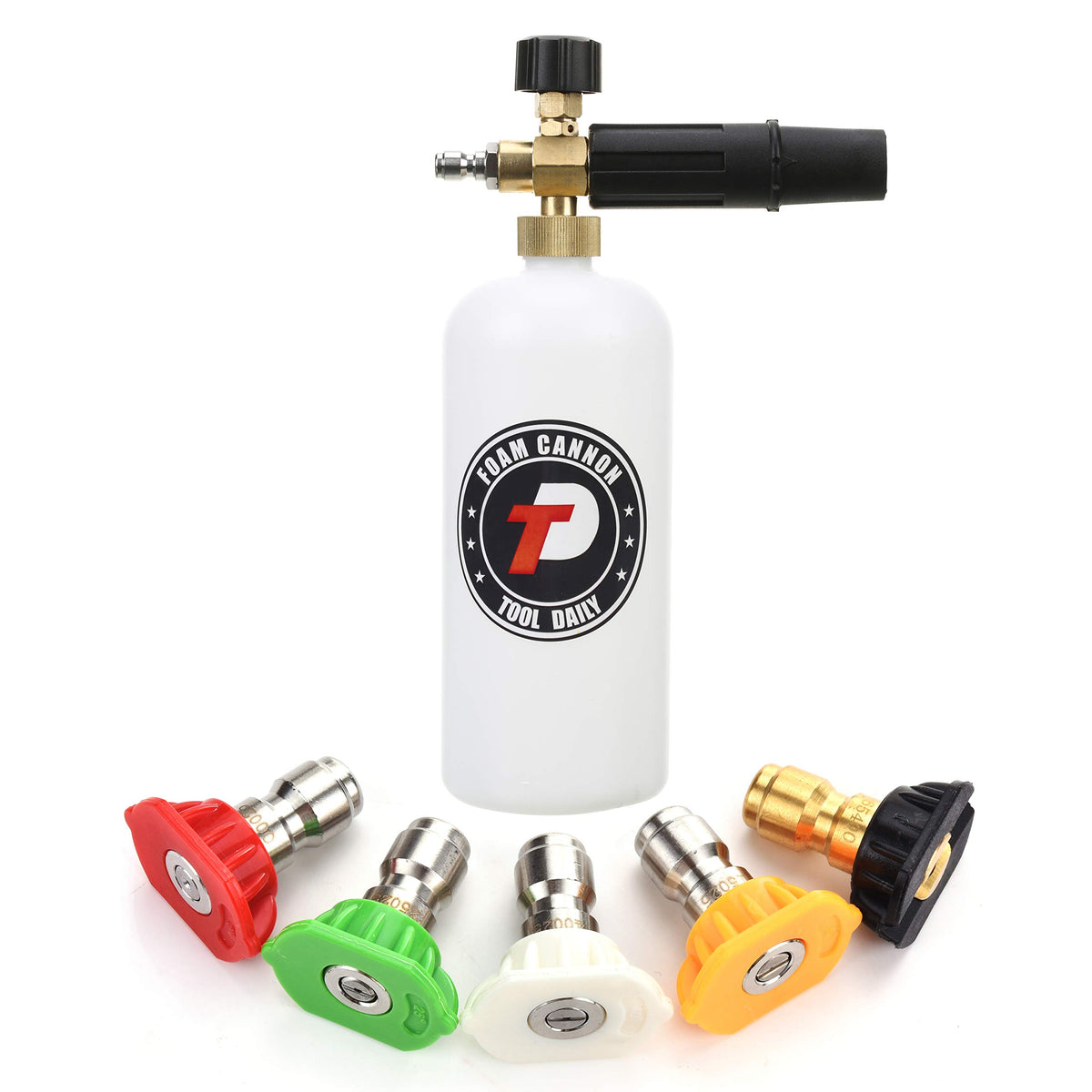 Tool Daily Foam Cannon with 1/4 Inch Quick Connector 1 Liter, 5 Nozzle Tips