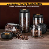 BelleLife Vorratsgläser mit Deckel Vakuumierbare Vorratsdose Kaffeedose 850ml 550ml Küche luftdicht Aufbewahrungsgläser, Gewürz-Spülmaschinenfest, aus Verstärktem Borosilikatglas