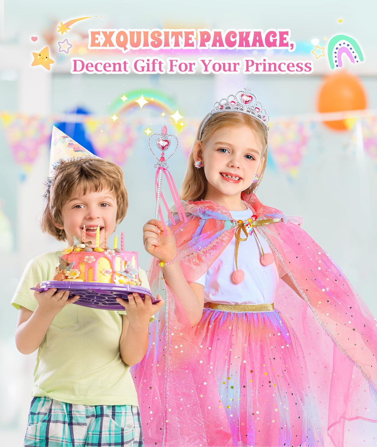 Princess Dress Up for Girls, Unicorn Light up Princess Cape Princess Dress