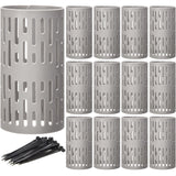 Boao 15 Pieces Plastic Tree Trunk Protector Trees Guard Bark Plant Protectors Locking Tree Guard with 100 Pieces Zip Ties for Protecting Trees from Trimmers and Small Animals(Grey)