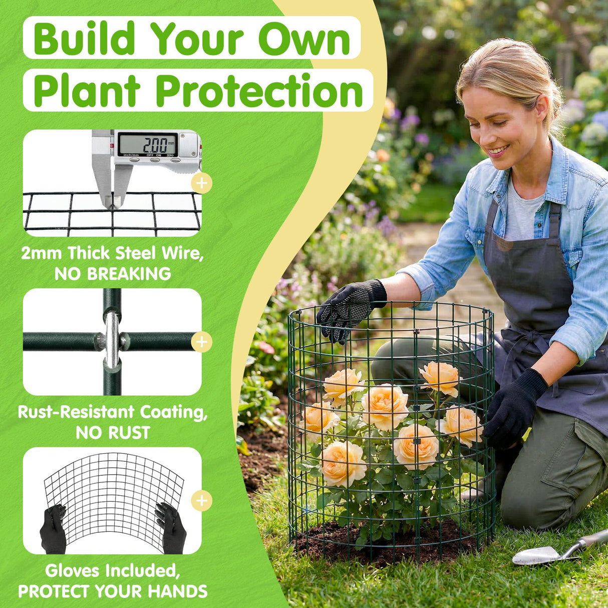 10 Pack Round Plant Protector from Animals – 30pcs 12" × 12" Metal Wire Mesh Garden Plant Cages Wire Plant Covers Pre-Bent Metal Mesh for Seedling Raised Bed Garden Protection for Vegetables Flower