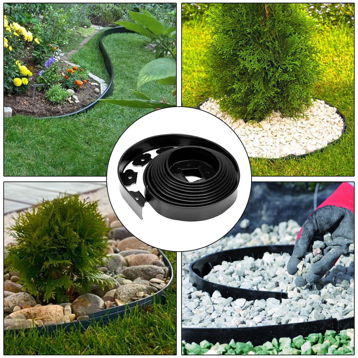 Yonroik No Dig Lawn Edging Kit,40 FT Landscape Edging Border with Stakes fit for Lawn,Flower Garden,Grass,Lawn Edging,The Yard (Black)