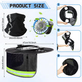 Croknit 2 Pcs Sun Hard Hat Neck Shield Shade Full Brim Hard Hat with Solar Fan Hardhat Sun Shield Visor with High Visibility for Construction Helmet Hardhat Accessories, Reflective(Black)