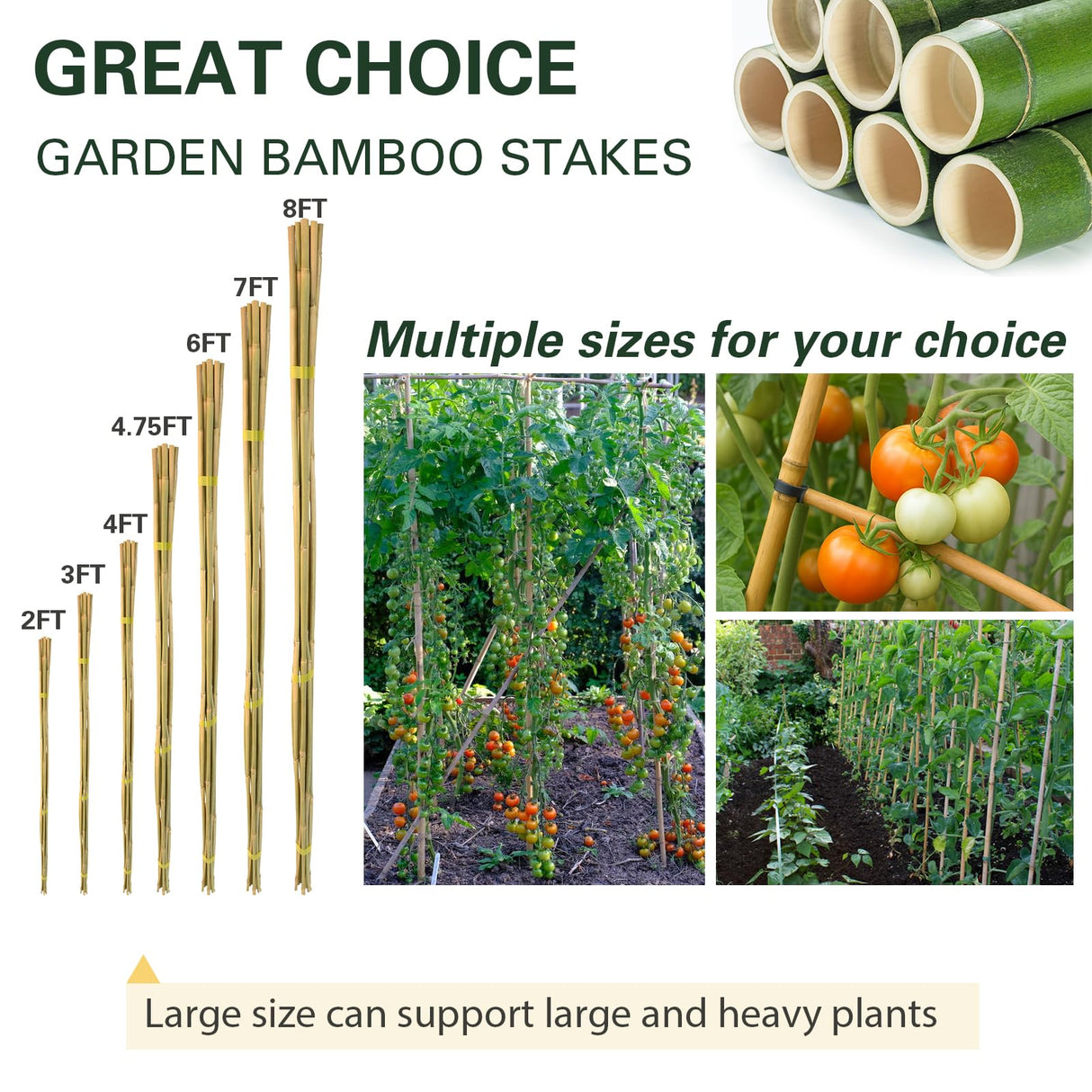 Sprigra Bamboo Stakes 3FT 30pcs, 36 inch Garden Stakes Multi-Purpose, Bamboo Plant Support Stakes for Tomatoes, Beans, Peppers, Flowers, Potted, Maintain the Plant Posture, Strengthen and Stem