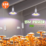 Meonum Mushroom Grow Light with 3/6/9 Hour Timer, 360° LED Hanging Grow Lights Bulb for Mushroom with 6.5ft Extension Cord, 6000K Blue&5000K White Lamp for Indoor Plants Growing Kit Supplies (1 Pack)