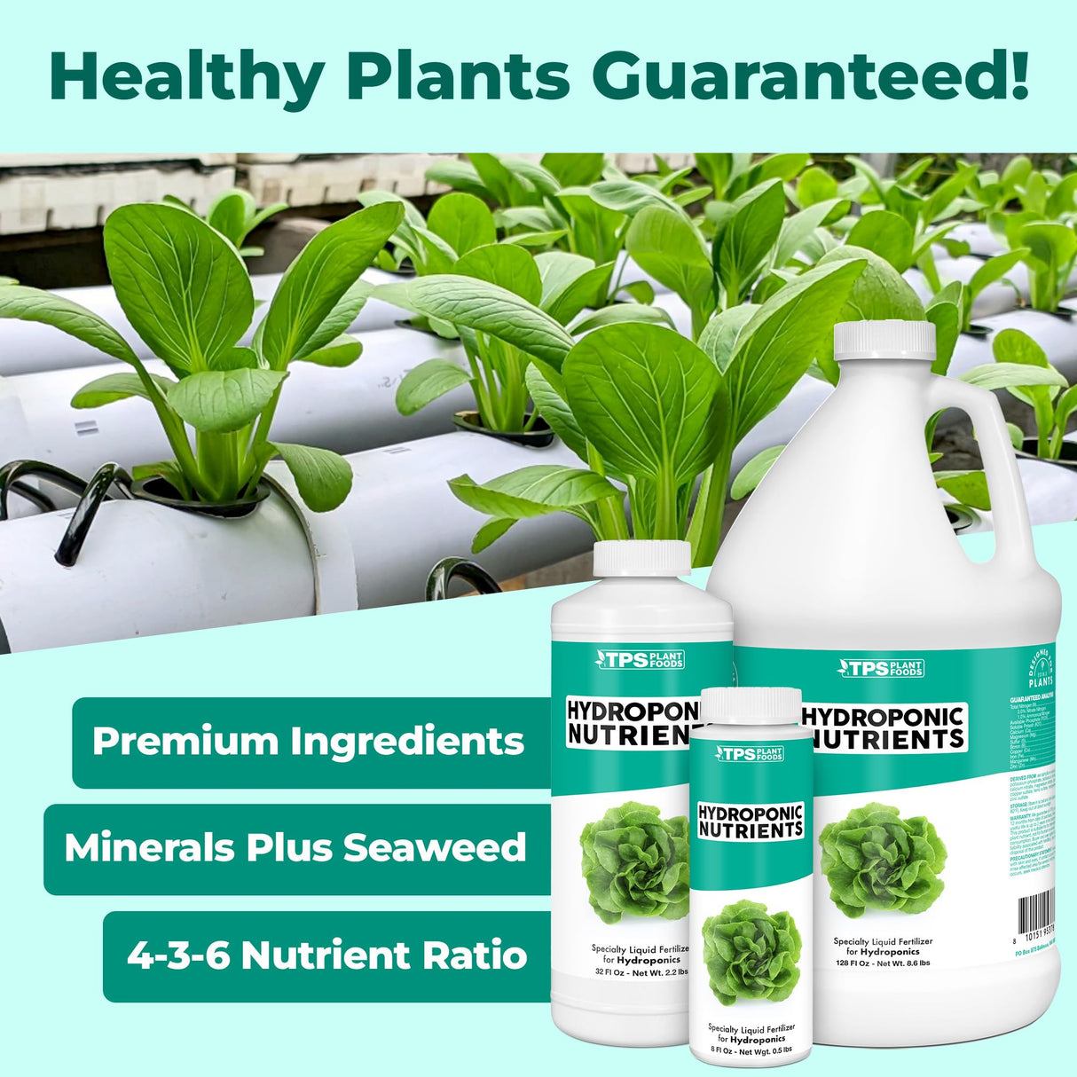 Hydroponic Nutrients for Edible Plants, One Part Complete Liquid Plant Food for Hydroponic Systems, 32 oz (1 Quart)